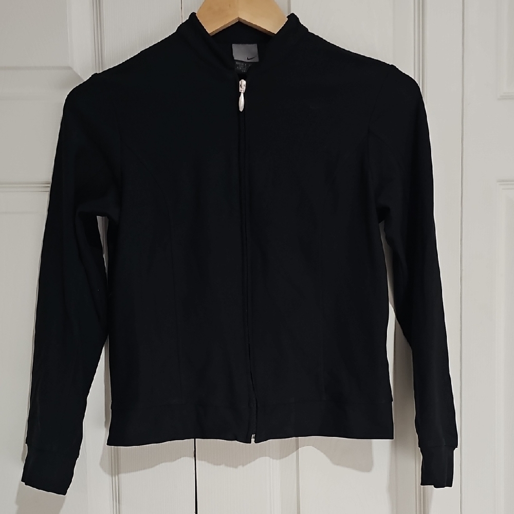 Nike Dri-Fit Full Zip Training Jacket Black Size S Made in Taiwan Vintage Y2K